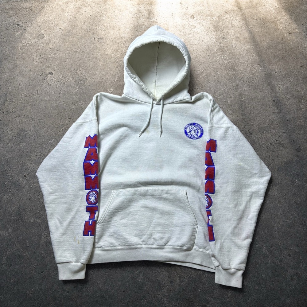Vintage Hanes Mammoth Mountain California Hoodie Cream 90s Skater Large